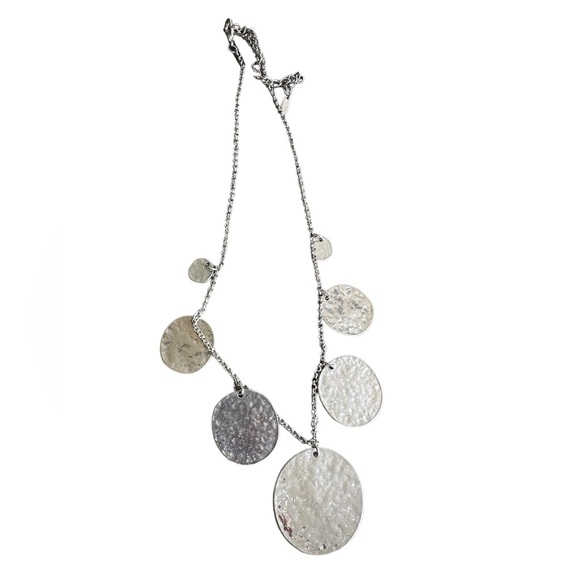 VCLM Hammered Disk Silver Necklace - Picture 6 of 7